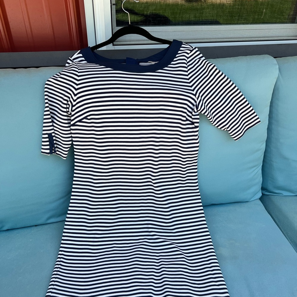 Nautical Dress. Navy and white stripes. Banana Republic.